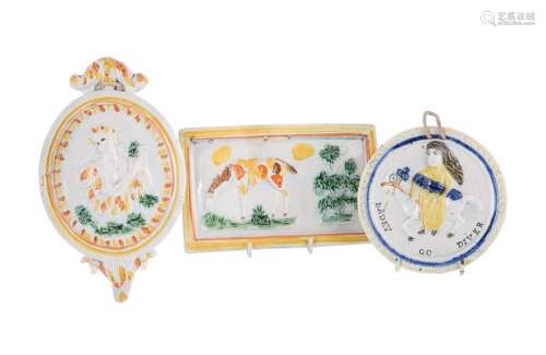 A group of three various Staffordshire pearlware Pratt type ...