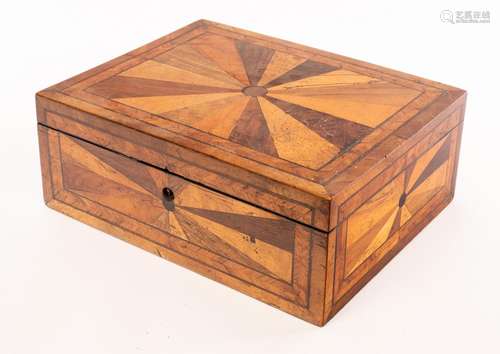 A 19th Century specimen wood box, with starburst type inlays...