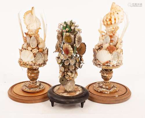 Three Victorian shellwork displays,