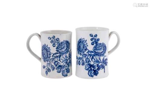 Two similar Worcester blue and white mugs printed with the &...