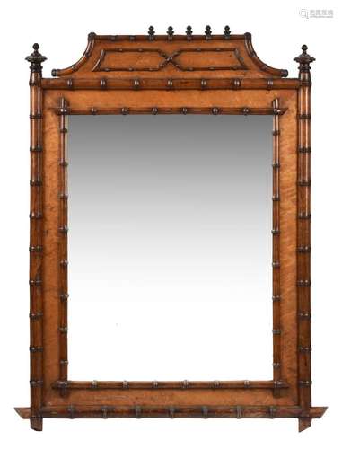 A Victorian simulated bamboo wall mirror