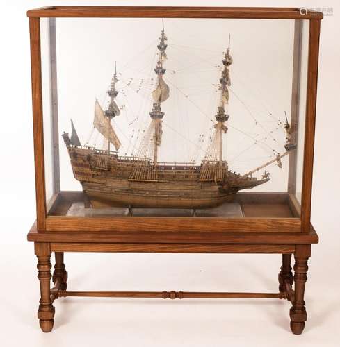 A scale model of a man-o-war, Sovereign of the Seas 1637, in...