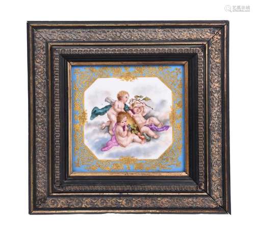 A Sevres style porcelain plaque