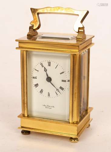 A miniature gilt brass carriage clock, James Ritchie, Edinbu...