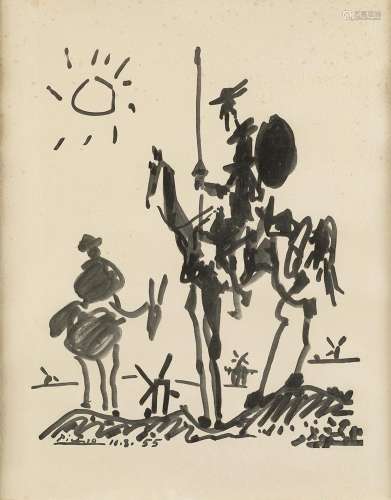 PABLO RUIZ PICASSO (1881 / 1973) "Don Quixote and Sanch...