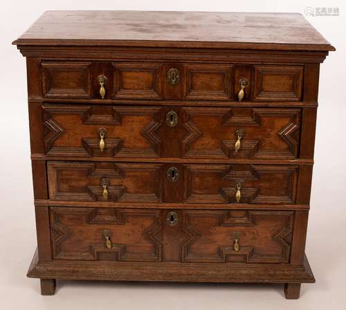 A William and Mary oak chest,