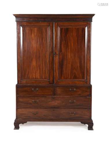 A George III mahogany linen press