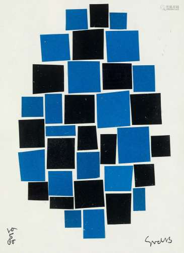 SIEP VAN DEN BERG (1913 / 1998) "Blue collage", 19...