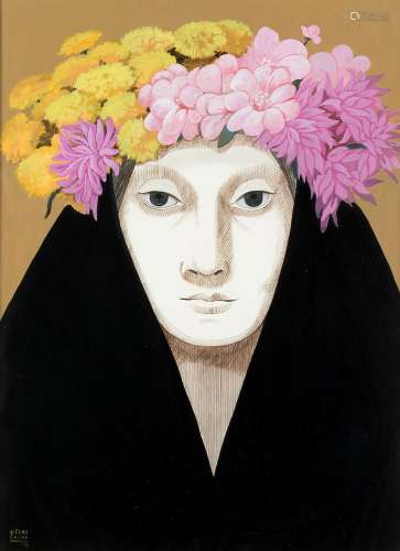 MANUEL DE LAS CASAS (1924 / .) "Woman with flower headd...