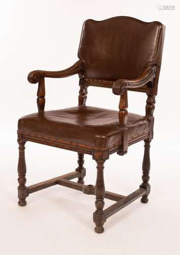 A 19th Century French carved oak framed open armchair CONDIT...