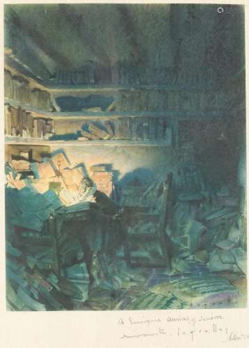 JOSÉ SEGRELLES (1885 / 1969) "Don Quixote in his librar...