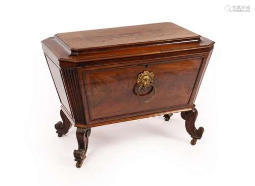 A Regency mahogany sarcophagus-shaped wine cooler with reede...