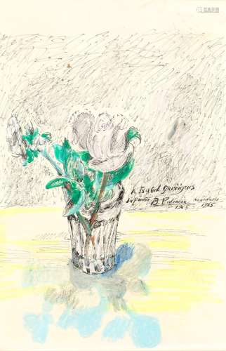 BENJAMÍN PALENCIA (1894 / 1980) "Vase with flowers"...