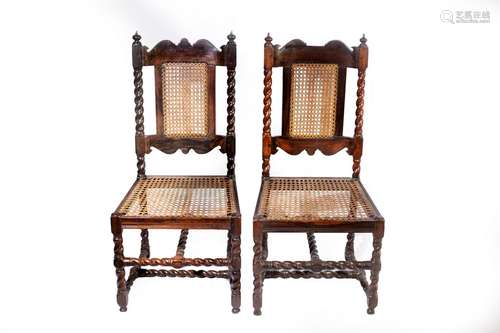 A pair of Dutch colonial stinkwood cane back chairs, circa 1...