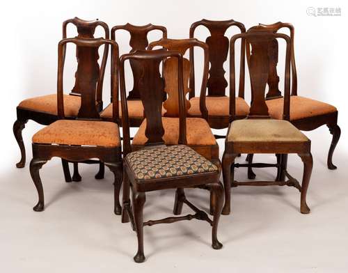 A harlequin set of eight Georgian dining chairs,