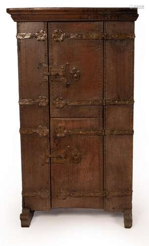 A 17th Century Westphalian oak food cupboard,