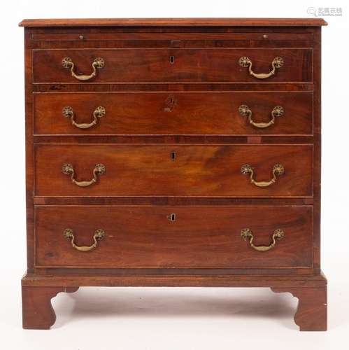 A George III mahogany chest fitted a brushing slide above fo...