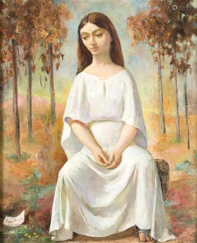 BONIFACIO LÁZARO LOZANO (1908 / 1999) "Woman in a White...
