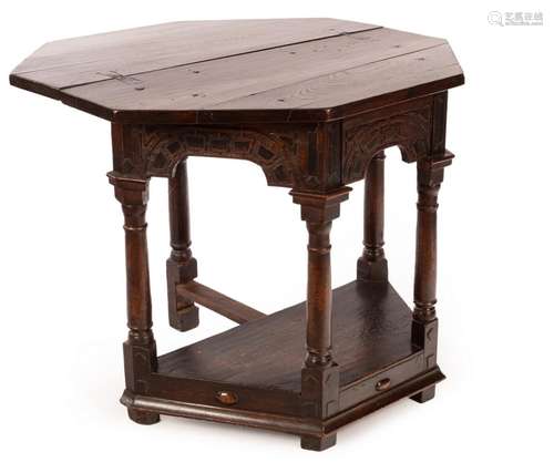 A mid 17th Century oak credence table, probably Somerset, on...