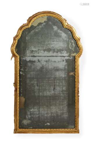 A giltwood split plate mirror