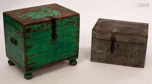 Two small chests with paint effect finish, each with hinged ...