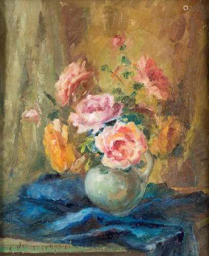 CANDIDO PLANAS MASO (Late 19th century) "Vase with rose...