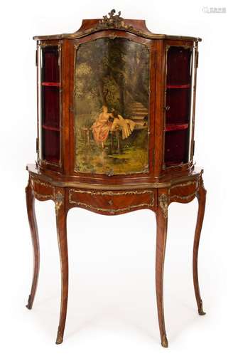 A French kingwood display cabinet of Vernis Martin style,