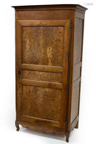 A French provincial walnut, fruitwood and burr walnut armoir...