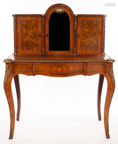 An Edwardian figured walnut and marquetry gilt metal mounted...