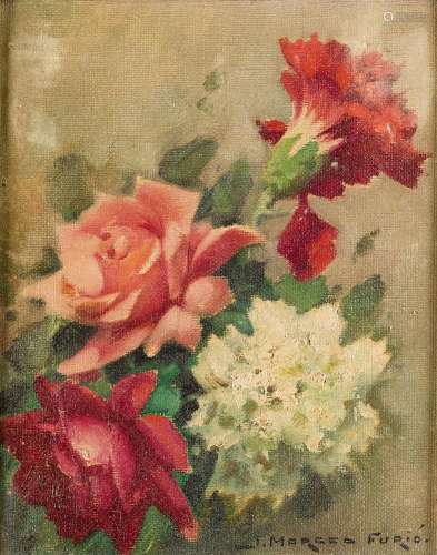 JOSÉ MARCED FURIO (1889 / 1967) "Bouquet of roses and c...