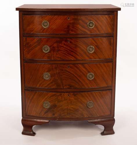 A mahogany bowfront chest of four drawers, on bracket feet,