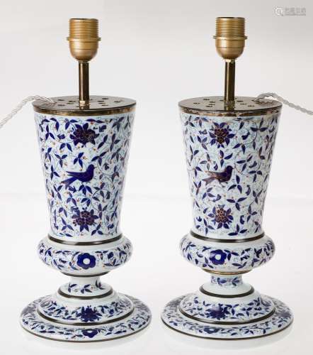 Pair of opaline vases mounted as lamps