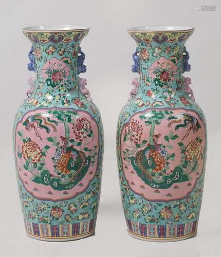 Two Chinese Cantonese porcelain vases