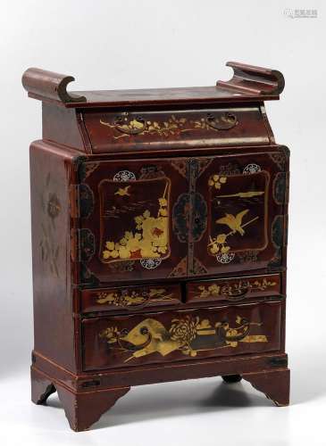 Red Chinese lacquer cupboard