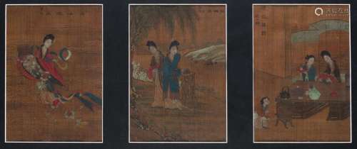 Three painted silks, China, early 20th c.