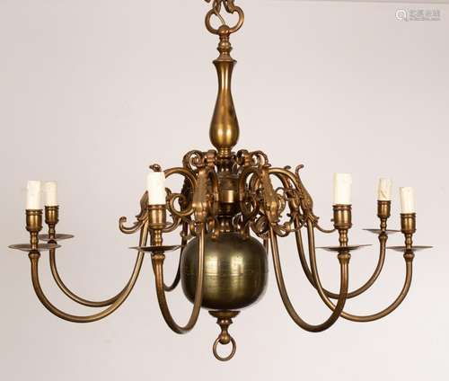 An early 20th Century Bavarian chandelier with eight scrolli...