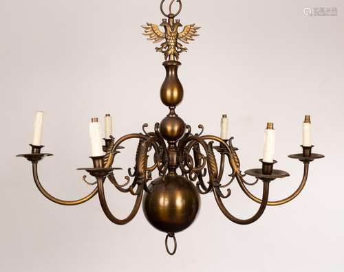 An early 20th Century Bavarian chandelier with six scrolling...