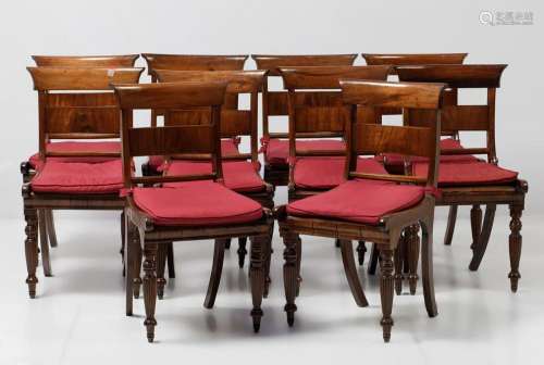 Set of 10 mahogany chairs with grille seat