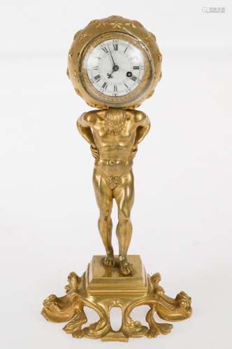 Table clock depicting Atlas, France, late19th c.