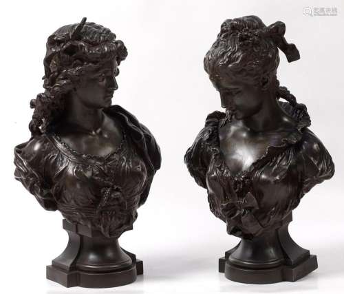 Two busts of ladies, following Moreau