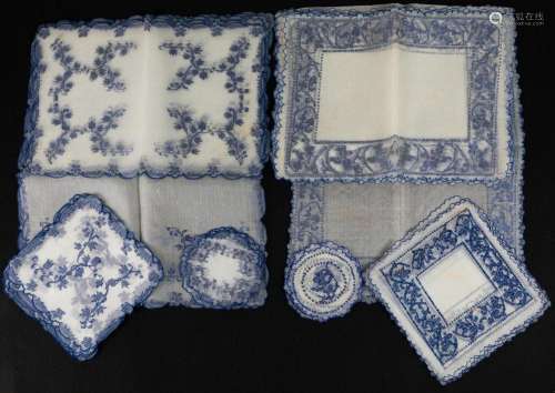 Two sets of blue embroidered nipi singles