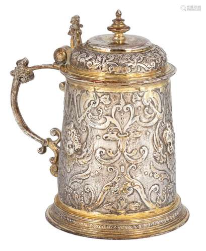 German Silver Parcel Gilt Tankard