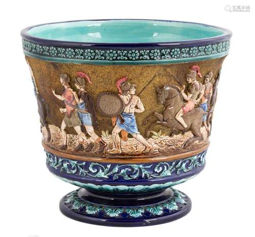 Wilhelm Schiller and Sons Majolica Pot with Roman Soldiers