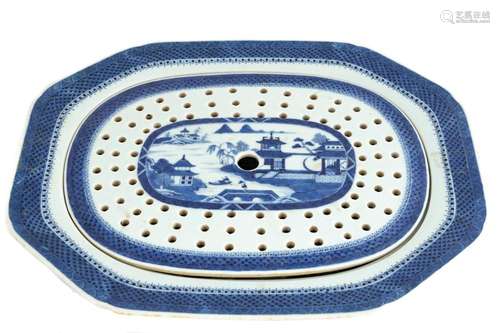 Canton Blue & White Platter with Insert