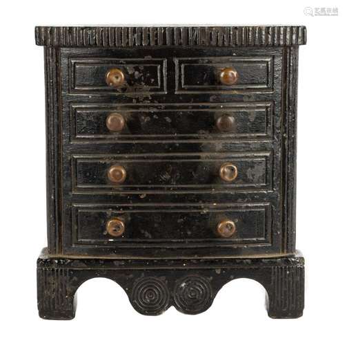 Unusual Carved Soapstone In Form of Chest of Drawers