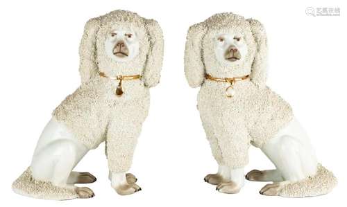 Large Pair 19th Century Staffordshire Poodles