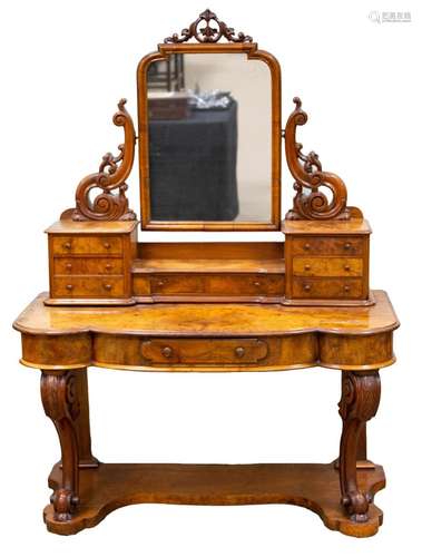 English Burl Walnut Dressing Table