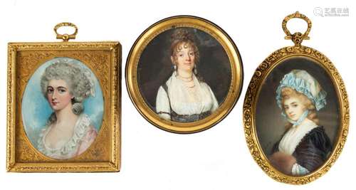 Three Early 19th Century Miniature Paintings of Women