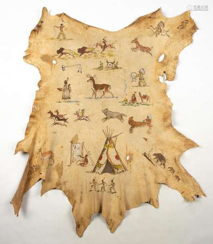 Native American Hand Painted Pictorial Buckskin