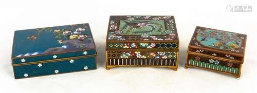 (3) Japanese Cloisonné Boxes